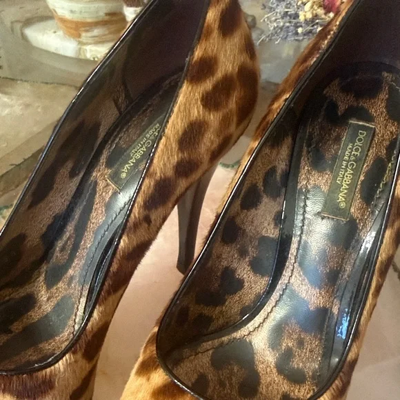 Dolce & Gabbana Leopard pony hair peep toe stiletto pumps size 36 fits US sz 6.5 - Picture 14 of 16